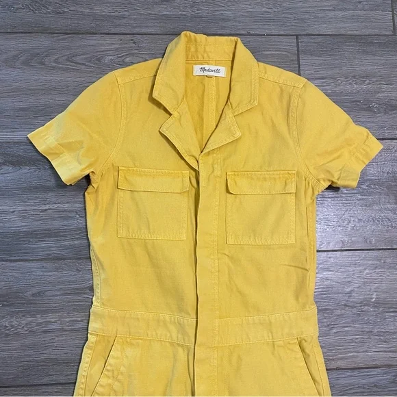 Madewell XXS Yellow Denim Short Sleeve Jumpsuit - Picture 3 of 14